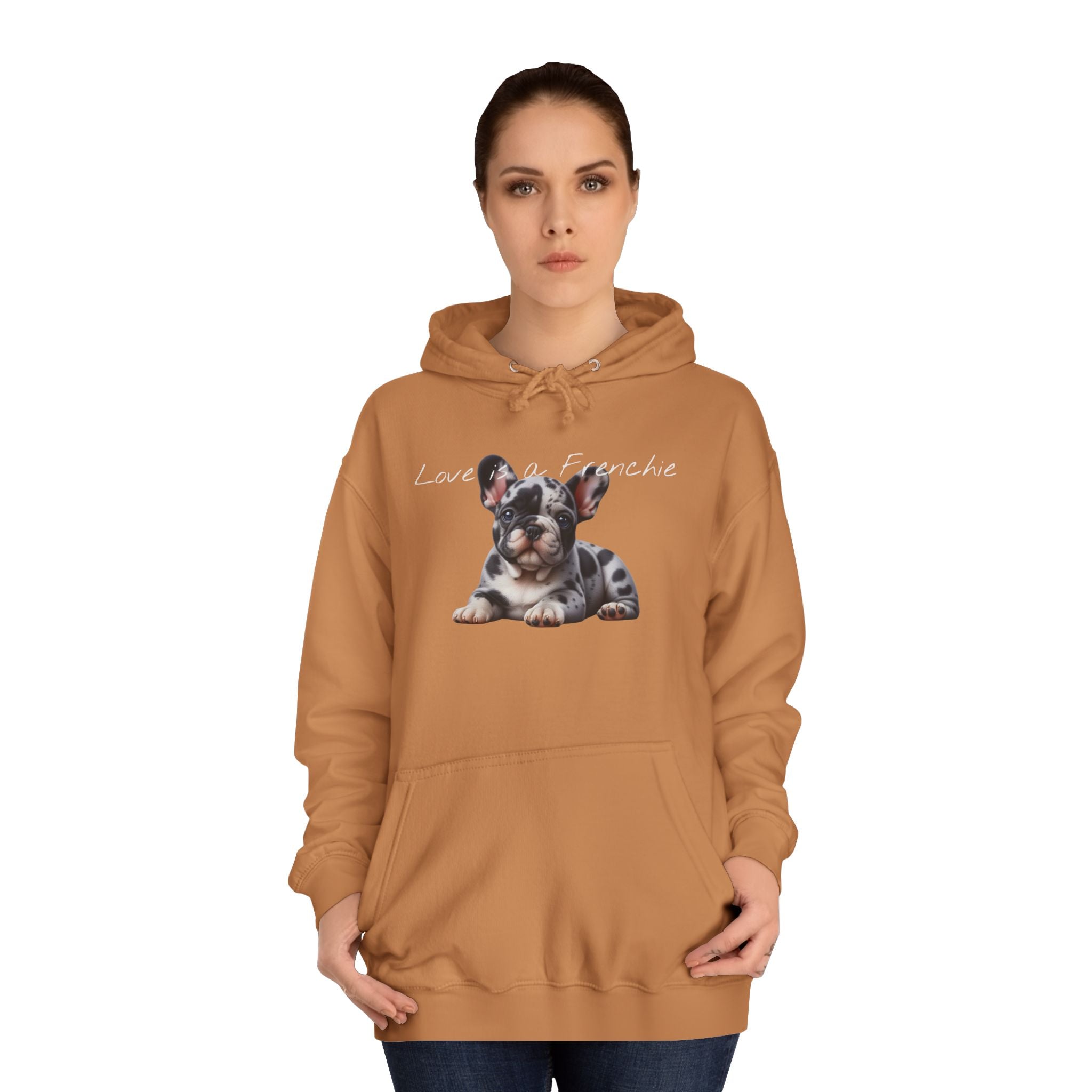 LOVE IS A FRENCHIE Unisex College Hoodie