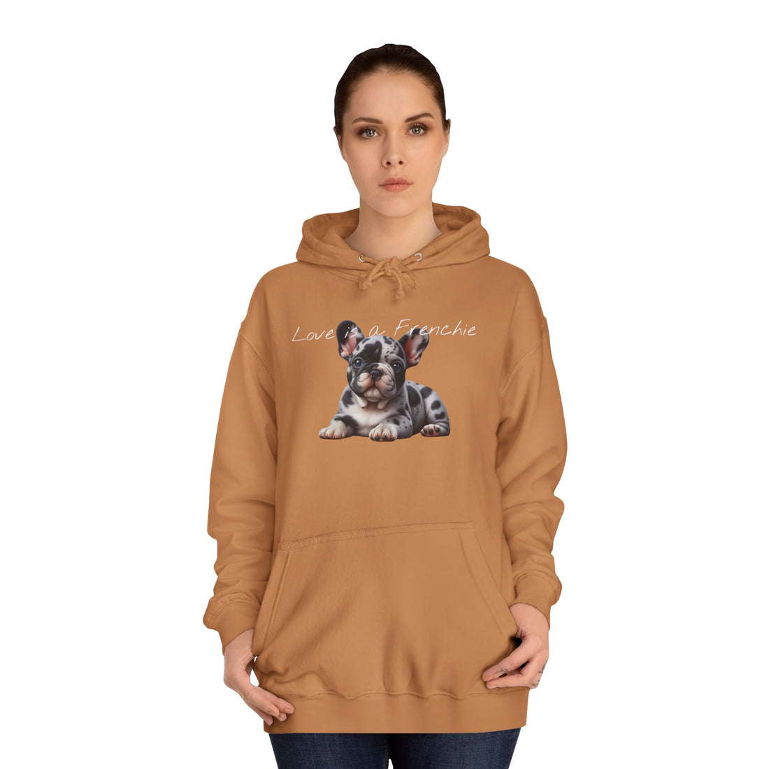 LOVE IS A FRENCHIE Unisex College Hoodie