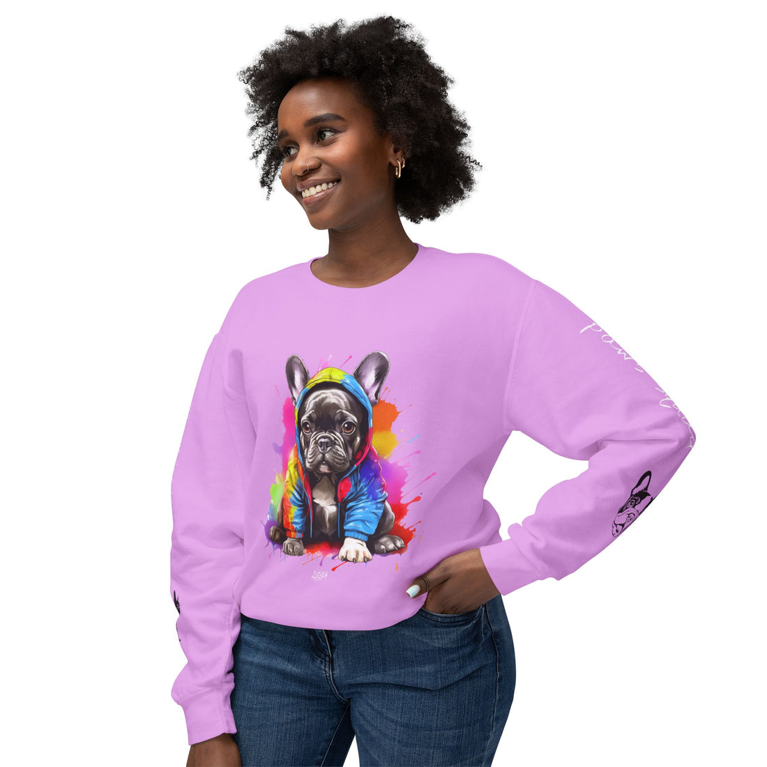 ISSA FRENCHIE LOVE Unisex Lightweight Crewneck Sweatshirt