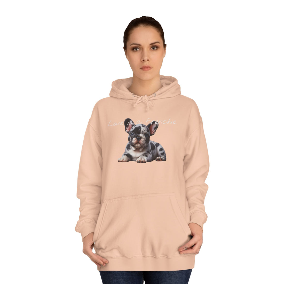 LOVE IS A FRENCHIE Unisex College Hoodie