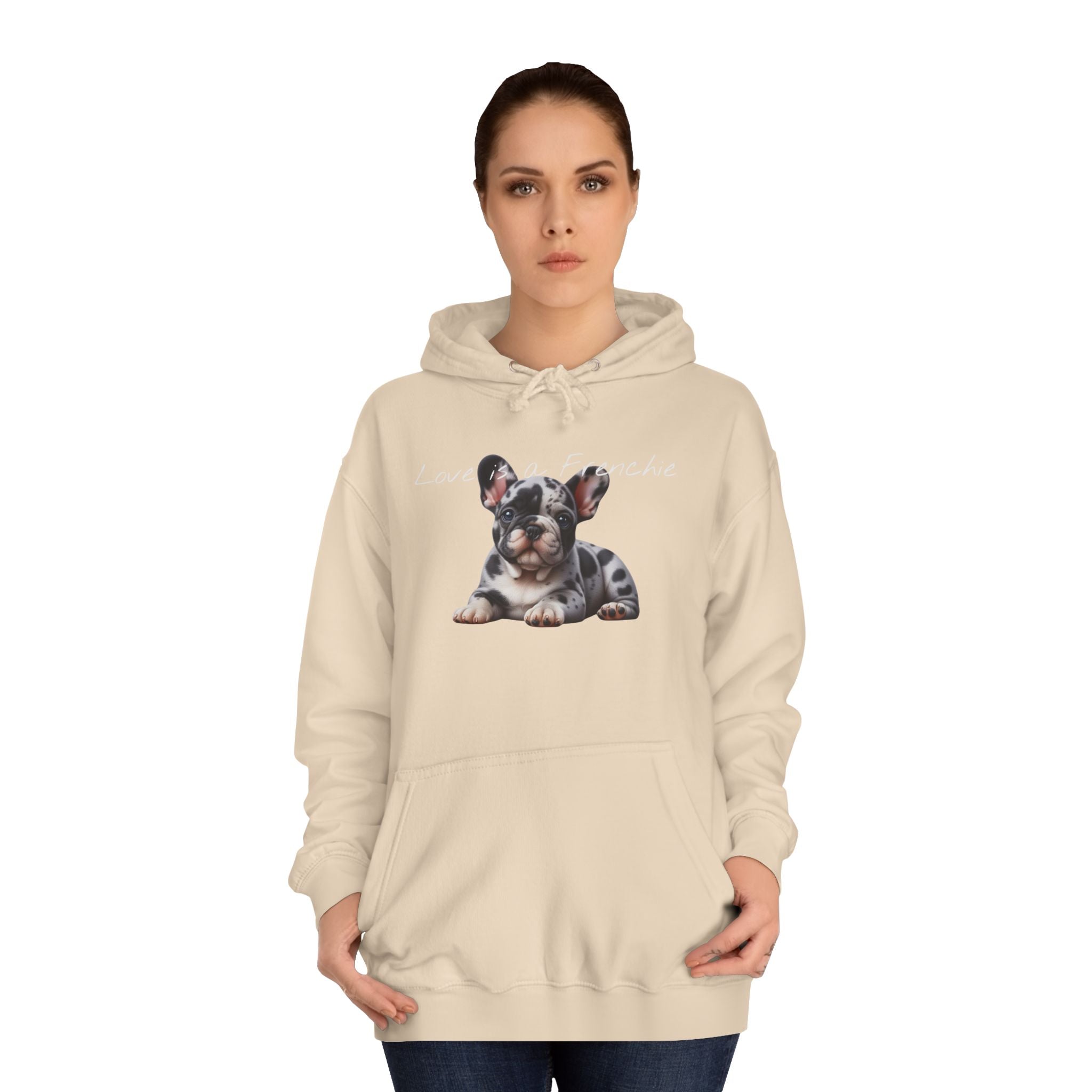 LOVE IS A FRENCHIE Unisex College Hoodie