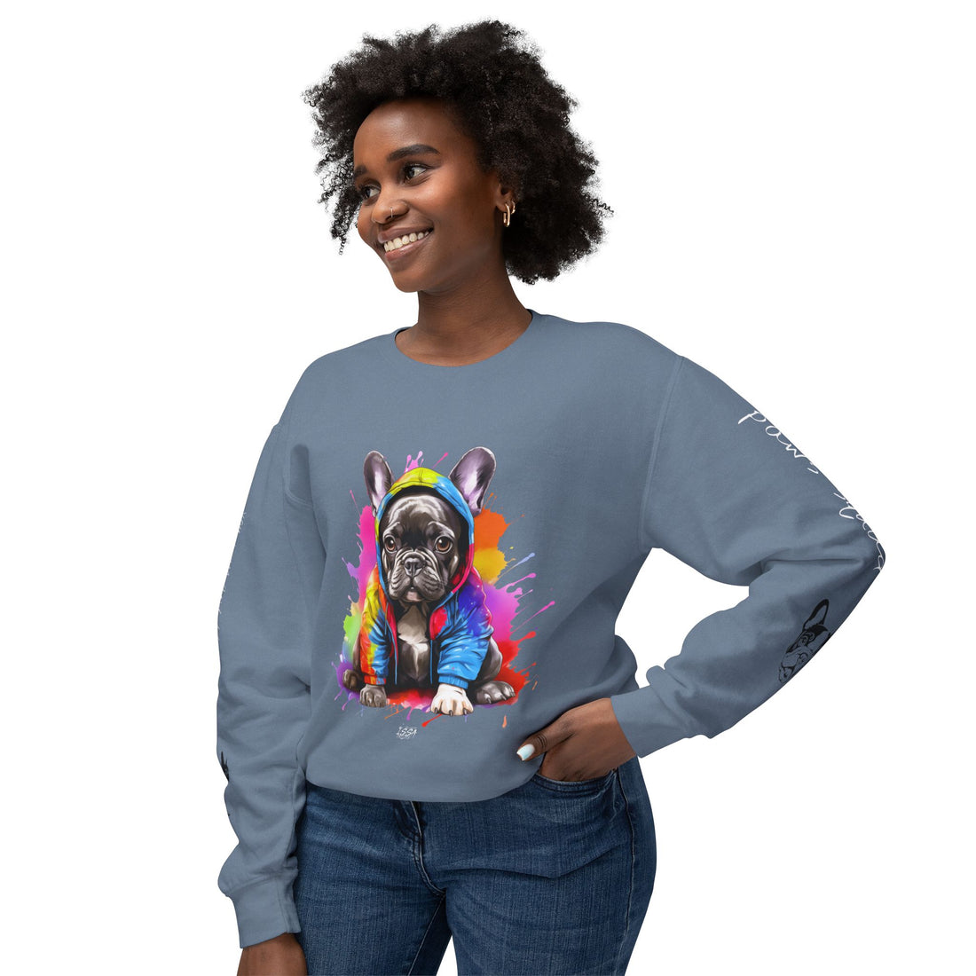 ISSA FRENCHIE LOVE Unisex Lightweight Crewneck Sweatshirt