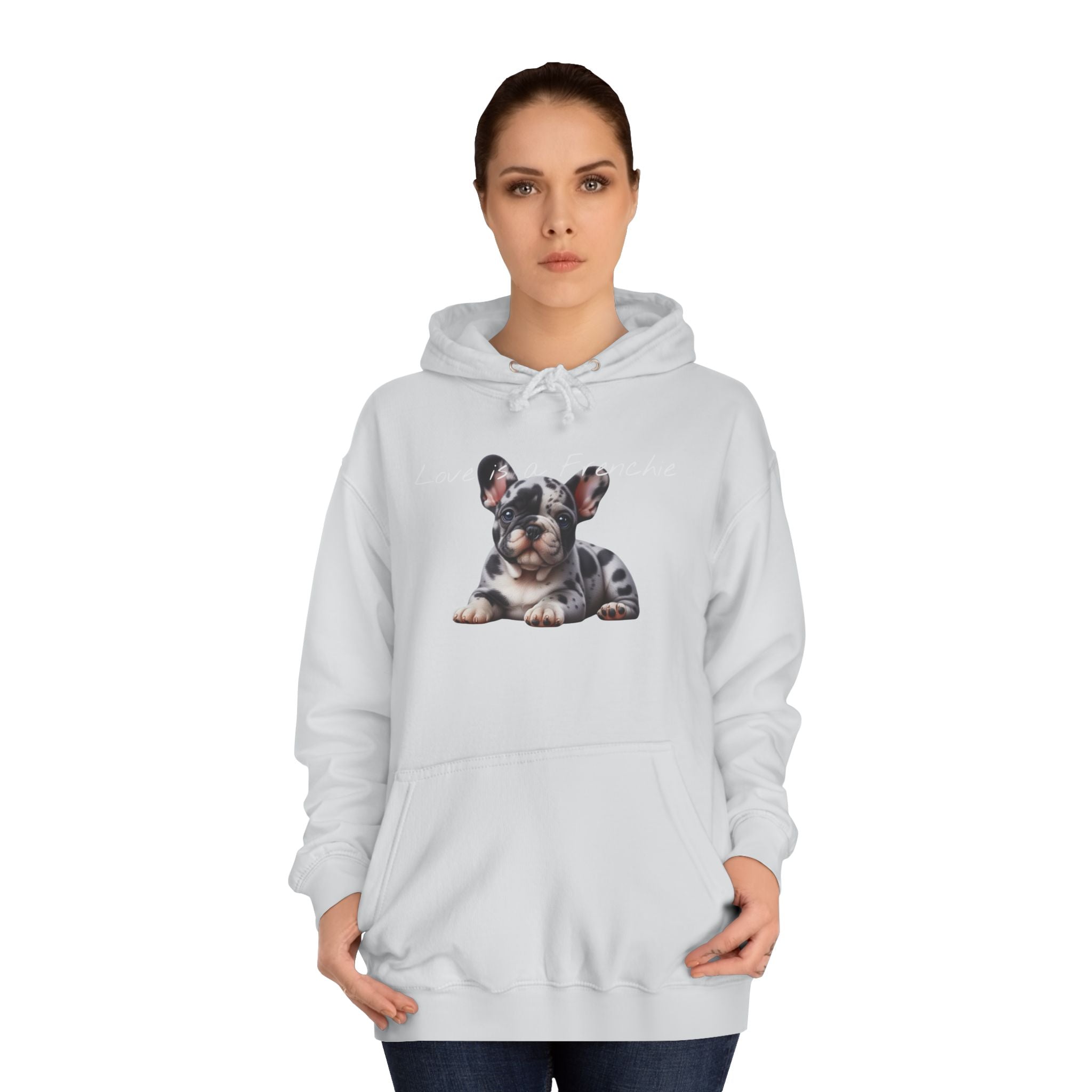 LOVE IS A FRENCHIE Unisex College Hoodie