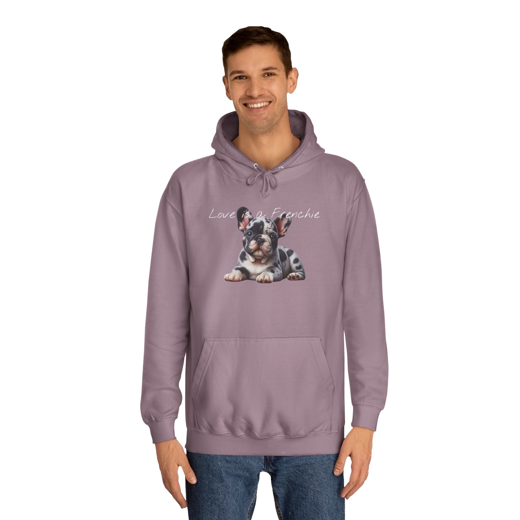 LOVE IS A FRENCHIE Unisex College Hoodie