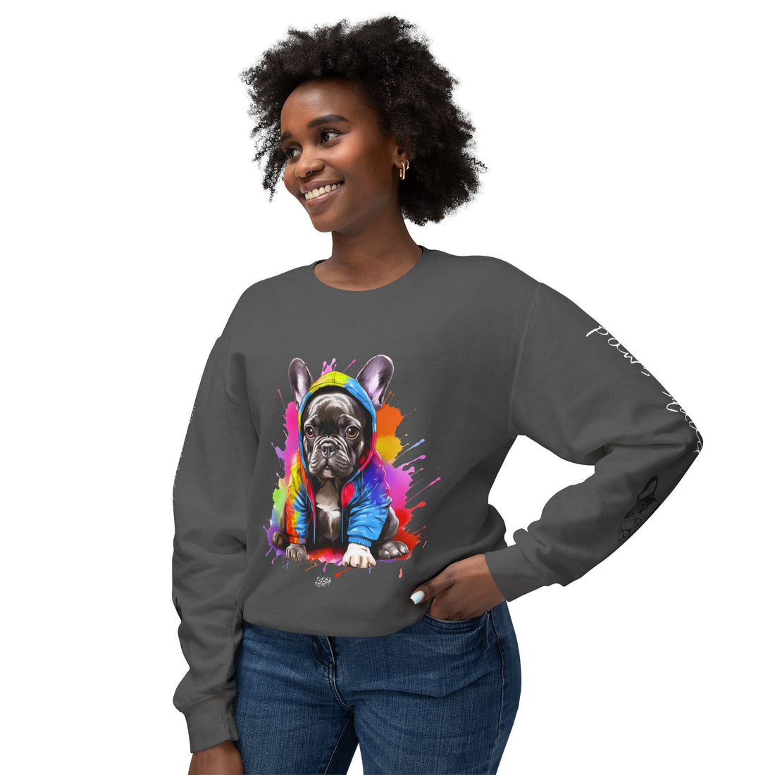 ISSA FRENCHIE LOVE Unisex Lightweight Crewneck Sweatshirt