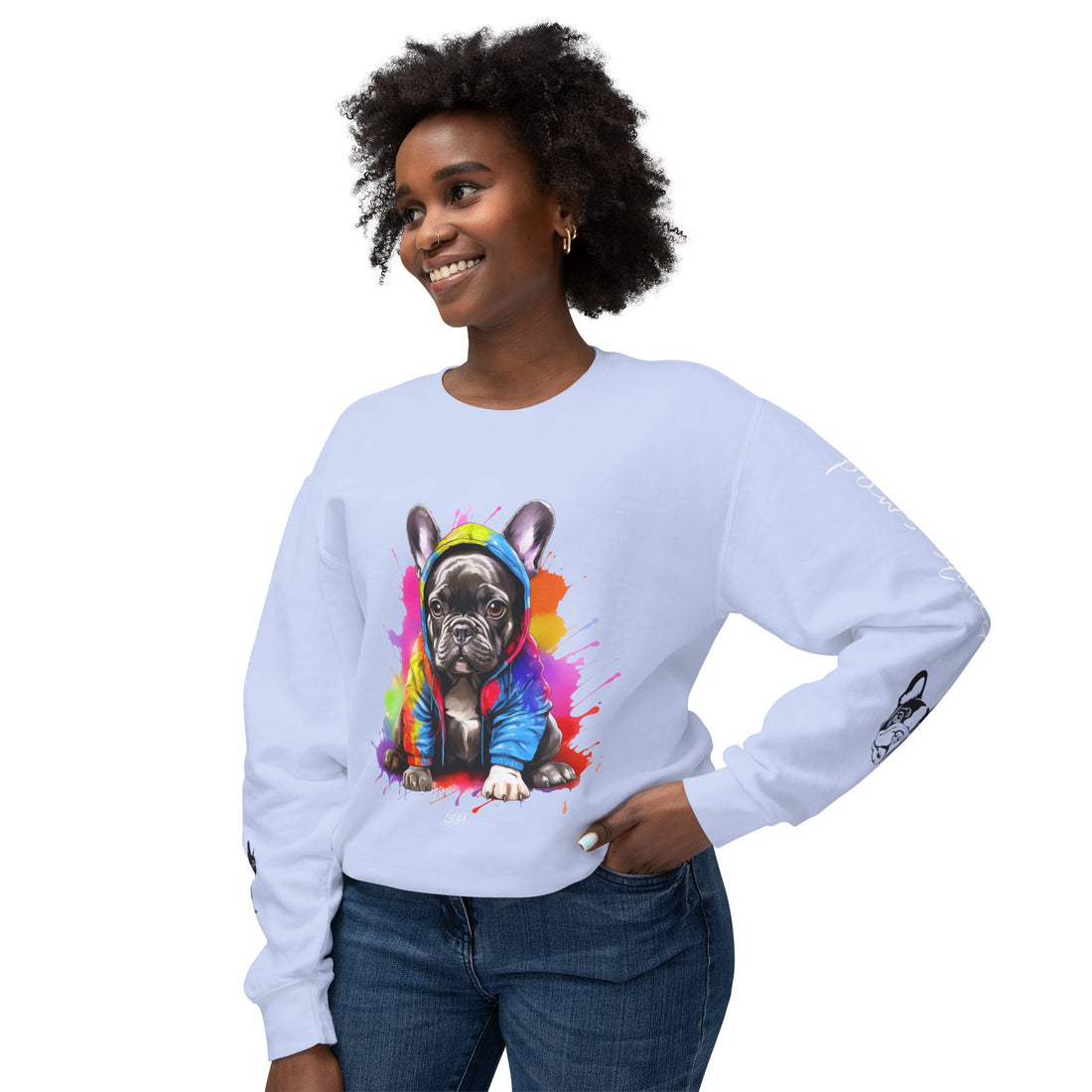 ISSA FRENCHIE LOVE Unisex Lightweight Crewneck Sweatshirt