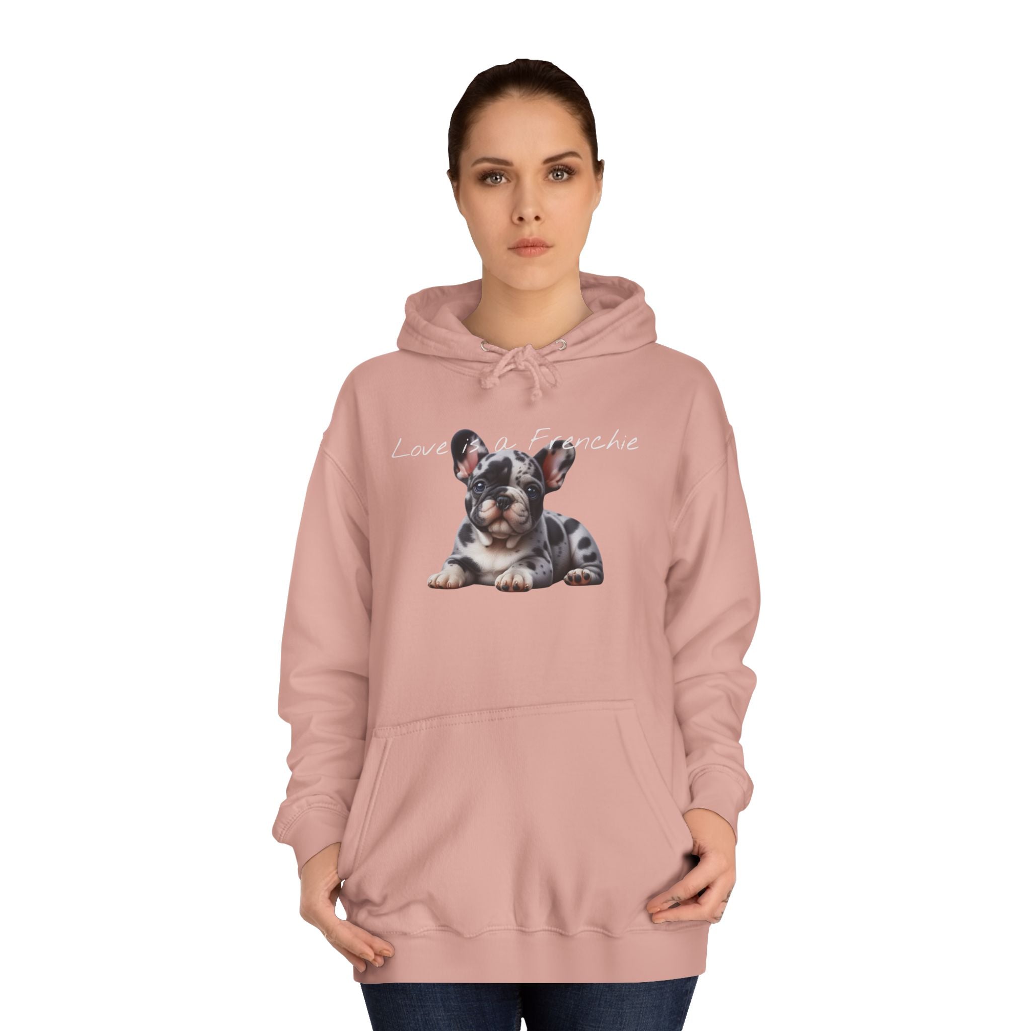 LOVE IS A FRENCHIE Unisex College Hoodie