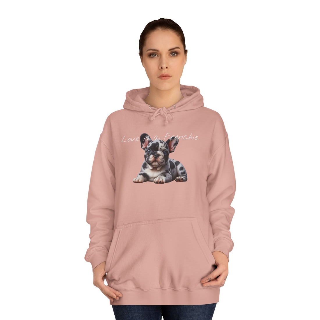 LOVE IS A FRENCHIE Unisex College Hoodie