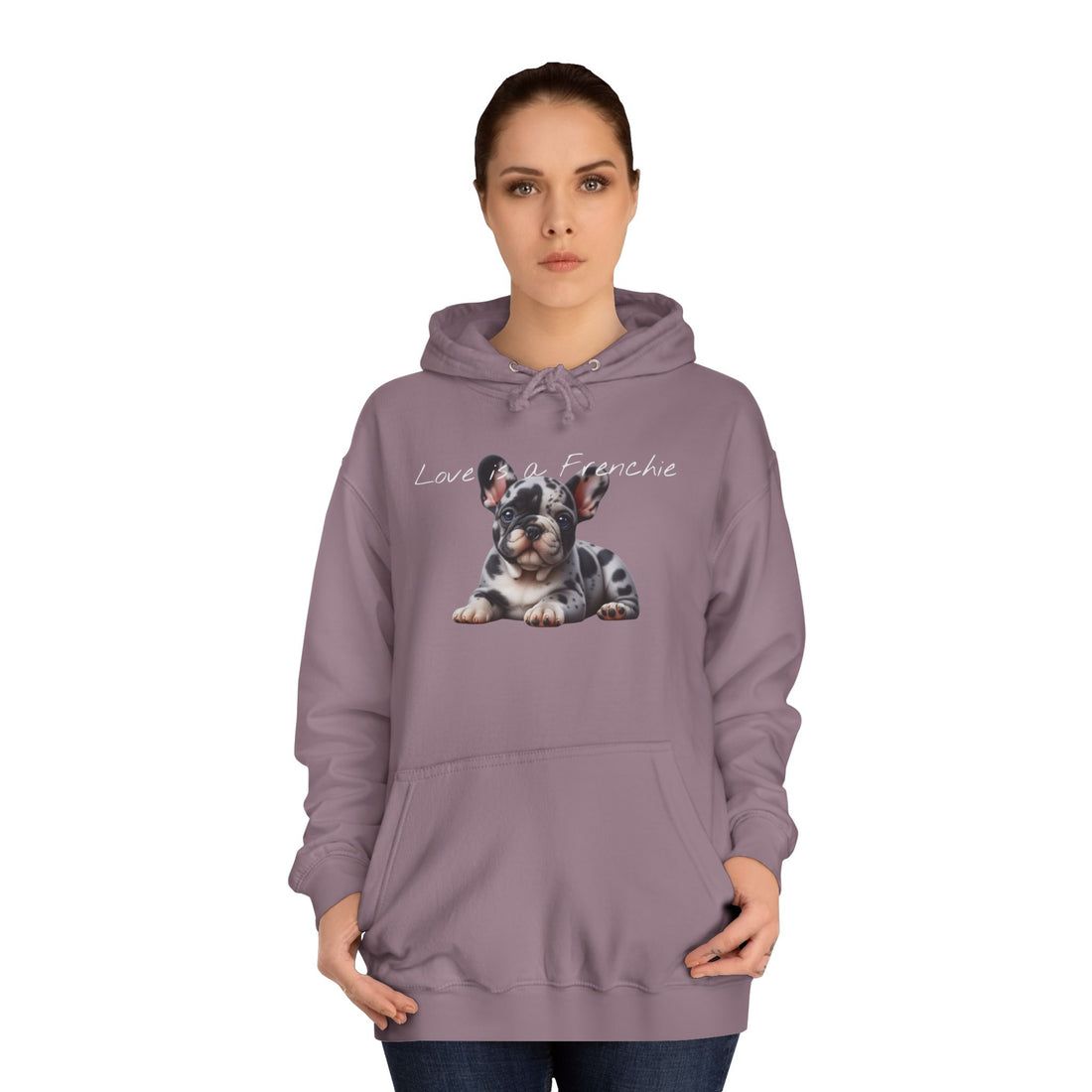 LOVE IS A FRENCHIE Unisex College Hoodie