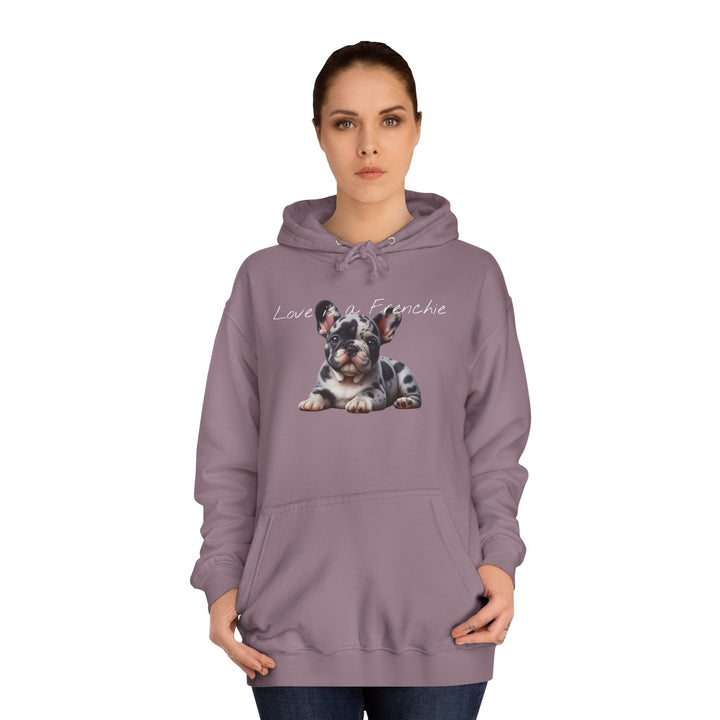 LOVE IS A FRENCHIE Unisex College Hoodie
